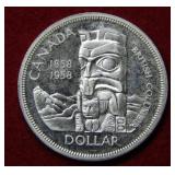 1958 Canada Totem Pole Silver Dollar