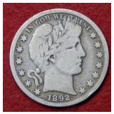 1892 S Barber Silver Half Dollar Coin