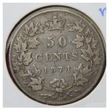 1871 Canada Silver Half Dollar