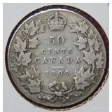 1909 Canada Silver Half Dollar