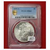 1890 S Morgan Silver Dollar Coin PCGS MS 62