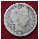 1895 S Barber Silver Quarter Coin