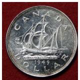 1949 Canada Ship Silver Dollar Coin