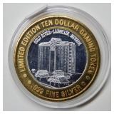 Vegas $10 Gold River .999 Silver Gaming Token
