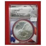 2021 Silver Eagle 1oz ANACS MS70