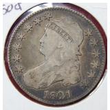 1821 Bust Silver Half Dollar