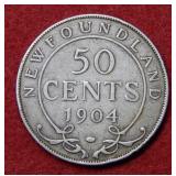 1904 Newfoundland 50 Cent Silver Coin