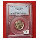1938 D Buffalo Nickel PCGS MS 66