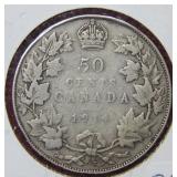1914 Canada Silver Half Dollar