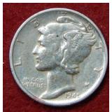 1945 S Mercury Silver Dime - Micro S