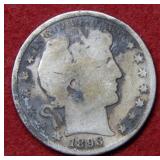 1893 Barber Silver Half - discolored