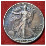 1942 Walking Liberty Silver Half-multicolor toning
