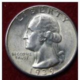 1939 D Washington Silver Quarter Coin