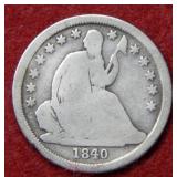 1840 O Seated Liberty Silver Dime Coin