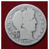 1913 Barber Silver Half Dollar Coin