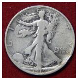 1919 S Walking Liberty Silver Half Dollar Coin