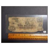 $5 Bank of Hallowell Note