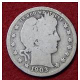 1903 S Barber Silver Quarter
