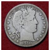 1910 S Barber Silver Half Dollar Coin