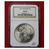 1921 Morgan Silver Dollar NGC MS 63