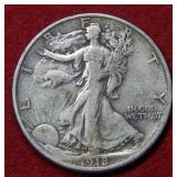 1918 S Walking Liberty Silver Half Dollar Coin