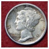 1916 Mercury Silver Dime - Full Split Bands
