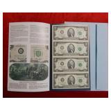 1995 $2 Partial Uncut Sheet of Fed Res Notes