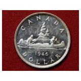 1946 Canada Silver Dollar Coin - Rare