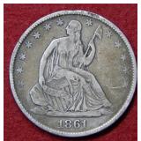 1861 O Seated Liberty Half Dollar -Civil War Era