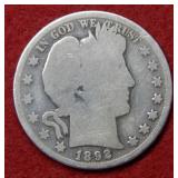 1892 Barber Silver Half Dollar - First Year Issue