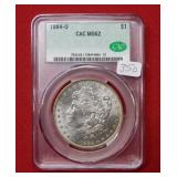 1884 O Morgan Silver Dollar CAC MS62