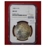 1885 O Morgan Silver Dollar NGC MS63