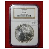1881 S Morgan Silver Dollar NGC MS64