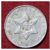 1852 Silver Three Cent Coin
