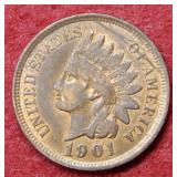 1901 Indian Head Cent - Red & Brown