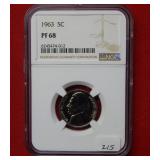 1963 Jefferson Nickel Coin NGC PF68