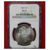 1880 S Morgan Silver Dollar NGC MS62