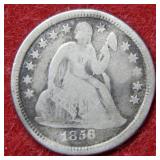 1856 O Seated Liberty Silver Dime