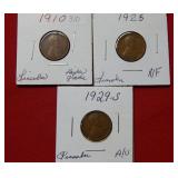 1910-1925-1929 S Lincoln Wheat Cents