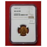 1947 S Lincoln Cent NGC MS66 Red