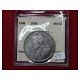 1936 Canada Silver Dollar