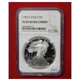 1992 S Silver Eagle 1oz PF69 Ultra Cameo