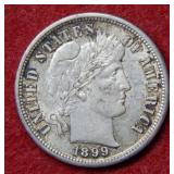 1899 S Barber Silver Dime