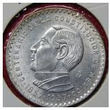 1957 Mexico Silver 5 Peso Coin