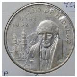 1953 Mexico Silver 5 Peso - Hidalgo
