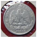 1880 Mexico 25 Centavos