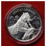 2018 Ghana 1oz .999 Leopard Silver Coin
