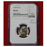 1944 P Jefferson Nickel NGC MS66