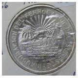 1950 Mexico Silver 5 Peso Coin