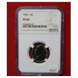 1961 Jefferson Nickel Coin NGC PF69